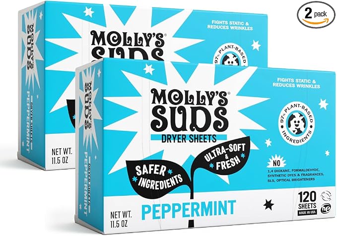 Molly's Suds Fabric Softener Dryer Sheets by MollysSuds