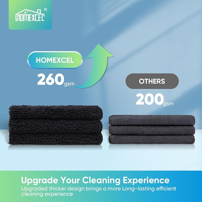 HOMEXCEL Black Microfiber Cleaning Cloth, 12 Pack Premium Microfiber Towels - Image 4