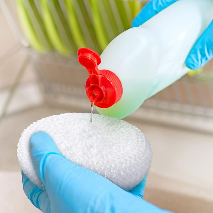Blulu Plastic Dish Scrubbers for Dishes Pot Round Nylon Pad, Mesh Scouring Non - Image 3