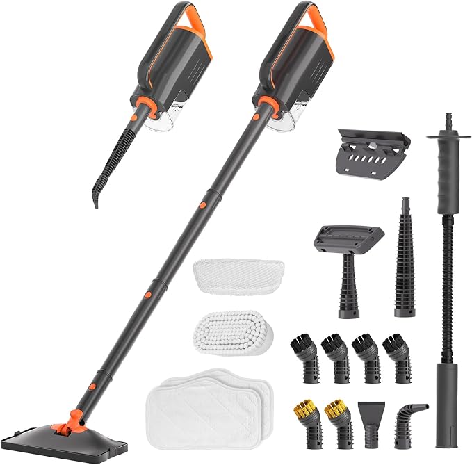 Steam Mop Cleaner with Detachable Handheld Steamer, 20 in 1 Wired Steam Cleaner by HelpX