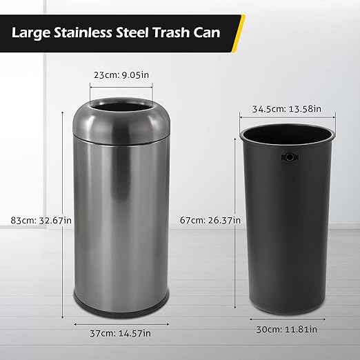 Dyna-Living Stainless Steel Trash Can Outdoor Large Garbage Can - Image 6