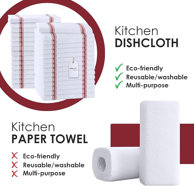 Dish Towels Set Size 15x25 Inch, 100% Cotton Soft & Absorbent Linen Kitchen - Image 2