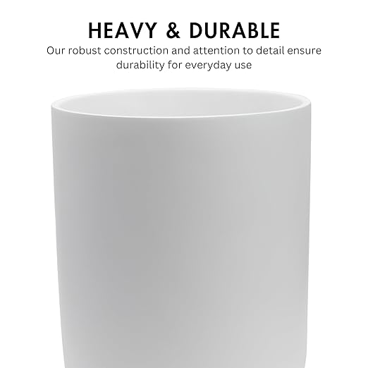 Matte White Round Compact Trash Can Mini, 2 Gallons / 7.5L Garbage Bin - Image 3