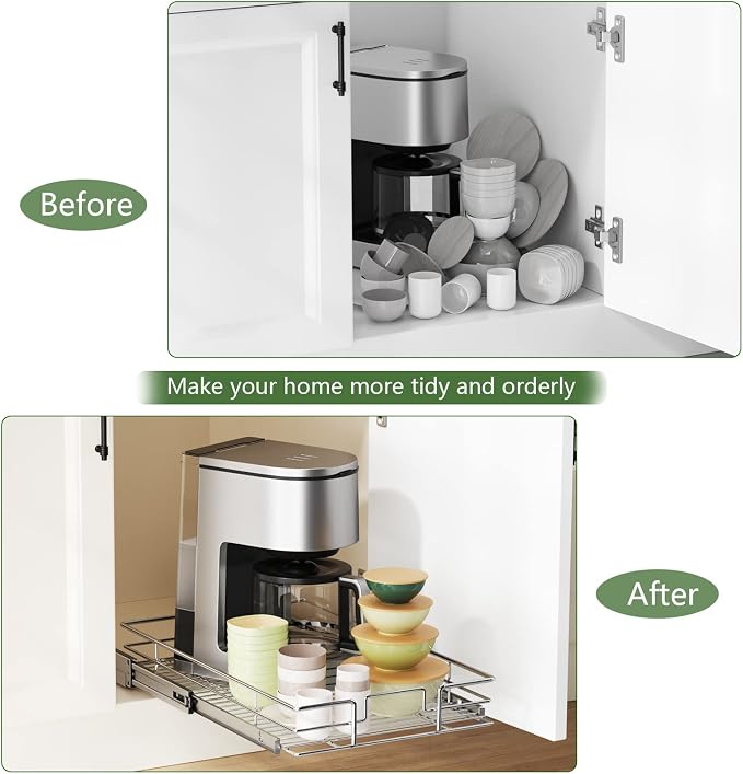 LOVMOR Pull Out Cabinet Organizer 14" W x 18" D, Kitchen Cabinet Pull Out - Image 7