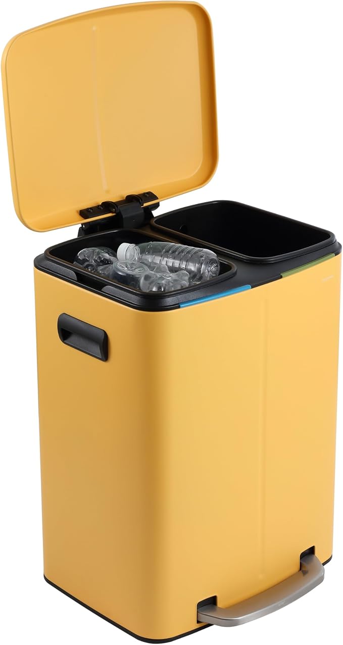 happimess HPM1005L Marco Rectangular 10.6-Gallon Double Bucket Trash Can - Image 6