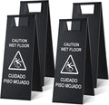 LEIFIDE 4 Pcs Stainless Steel Wet Floor Caution Sign Bulk 8.8 Pound Portable by LEIFIDE