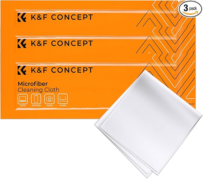 K&F CONCEPT 3 Pack Microfiber Cleaning Cloths, 6x6in Glasses Cleaning Cloths by KFCONCEPT