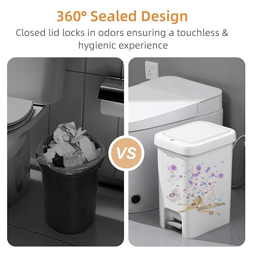 MOPALL Trash Can with Lid, Kitchen Step Trash Can, Garbage Can with Press Top - Image 4