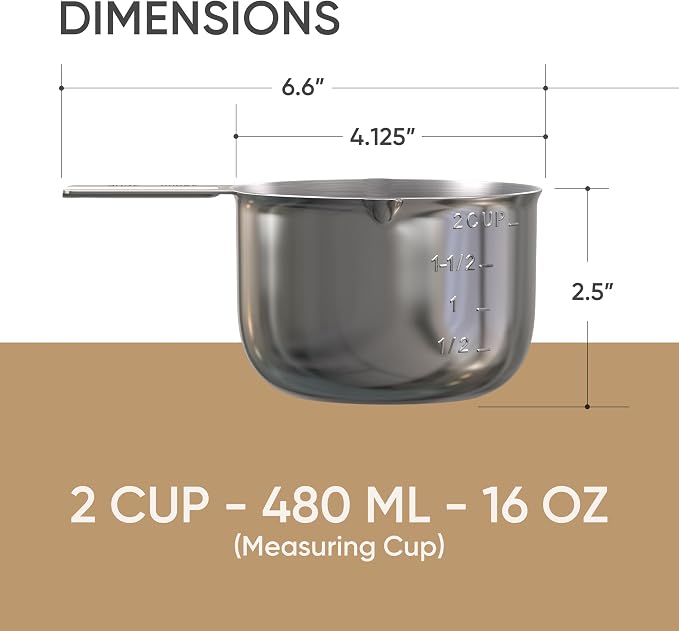 Color Up 2 Cup Measuring Cup, 480ml Stainless Steel Metal, Easy-Pour Spouts - Image 3