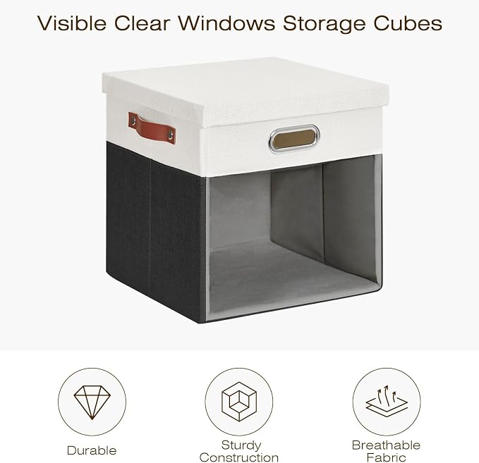 Fabric Storage Cubes with Clear Windows and Lids 11'' Foldable Storage Bins - Image 3
