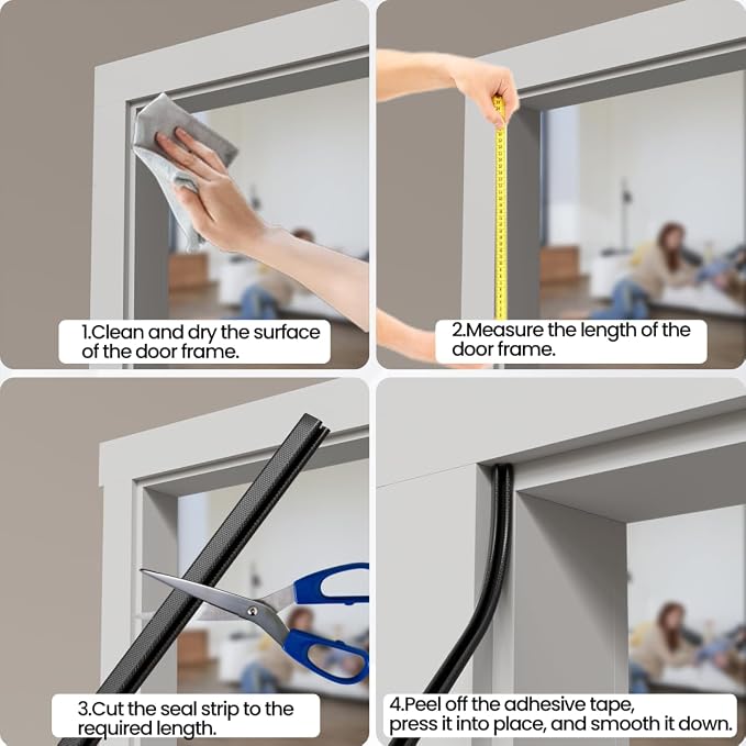 V Shape Foam Weather Stripping Door Frame Seal Strip 19.7FT Black, Draft Stopper - Image 9