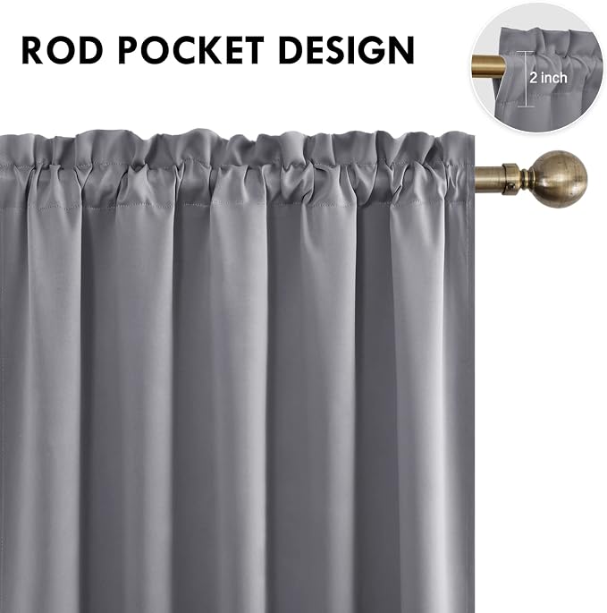 DWCN Blackout Curtains for Bedroom – Rod Pocket Thermal Insulated Noise - Image 4