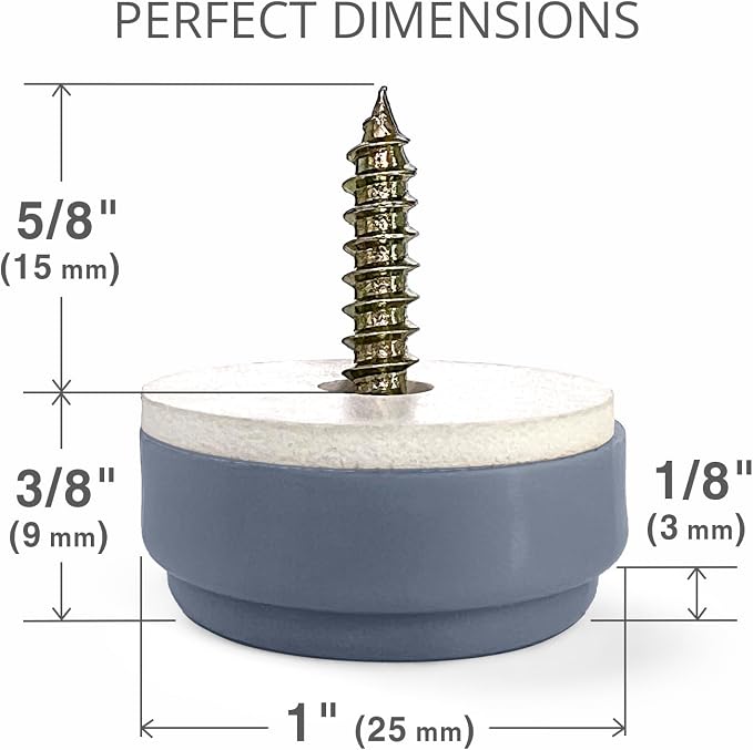 Chair Glides X-PROTECTOR – 16 PCS 1" Furniture Glides – Screw-On Chair Sliders - Image 2