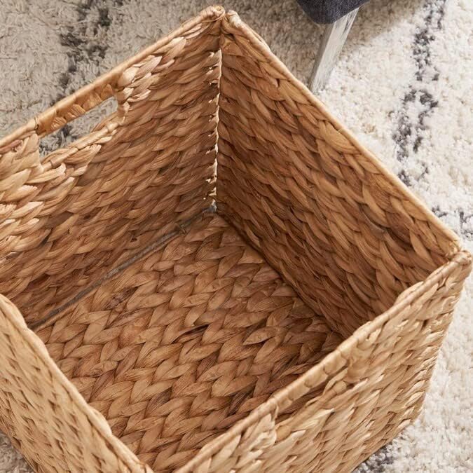 12 x 12in Water Hyacinth Storage Baskets, Wicker Storage Baskets - Image 4