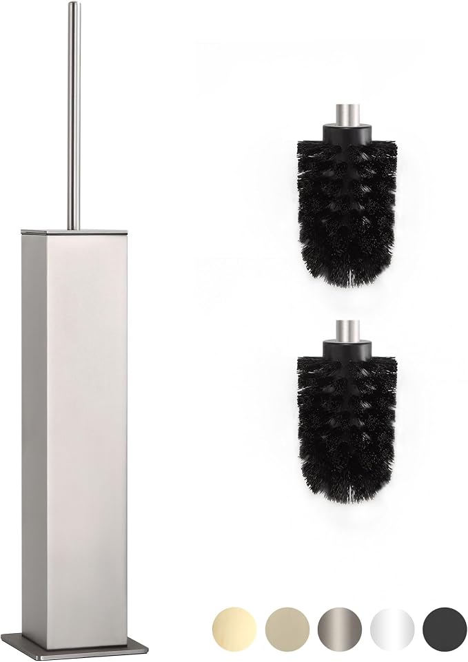 BVL Toilet Brush and Holder Set Brushed Nickel Stainless Steel 304 Square - Image 2