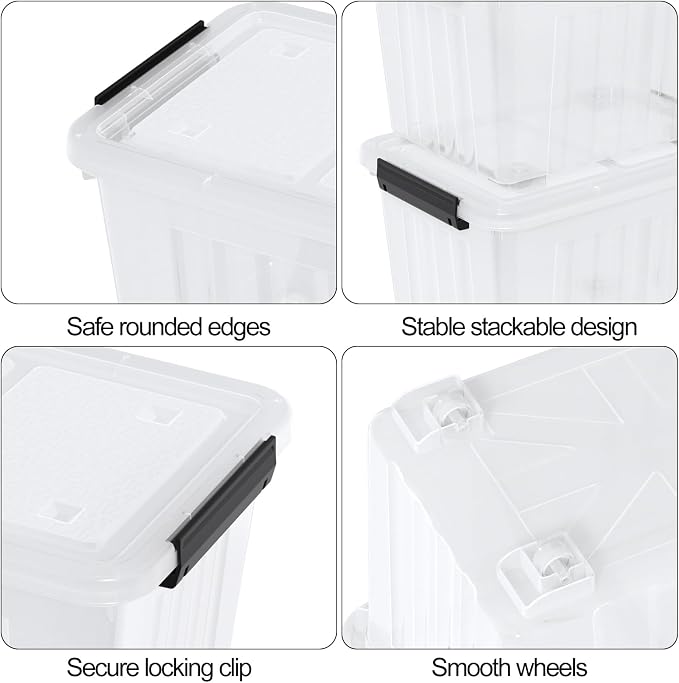 Zopnny 50 Quart 4 Pack Plastic Storage Container - Image 3