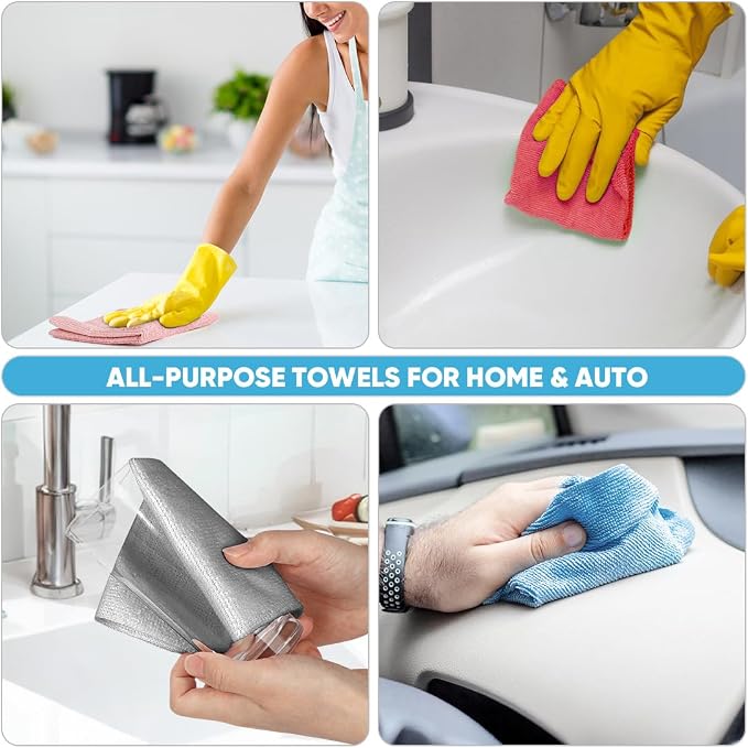 AIDEA Microfiber Cleaning Cloth Roll, 50PK Red, Reusable Paper Towels Tear Away - Image 5