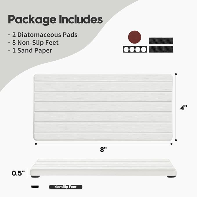 2PCS Water Absorbing Stone Drying Tray Mat - Image 6
