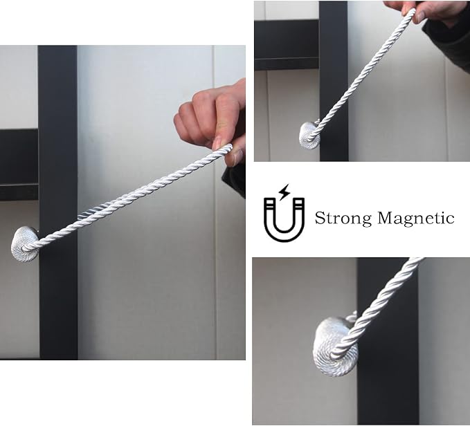 Magnetic Curtain Tiebacks 2 Pack White Rope Tieback Curtains Holders - Image 5