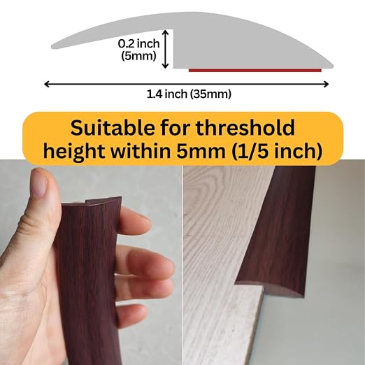 1/5 inch Height Floor Transition Strip, Self Adhesive Carpet Wood Tile Vinyl - Image 3