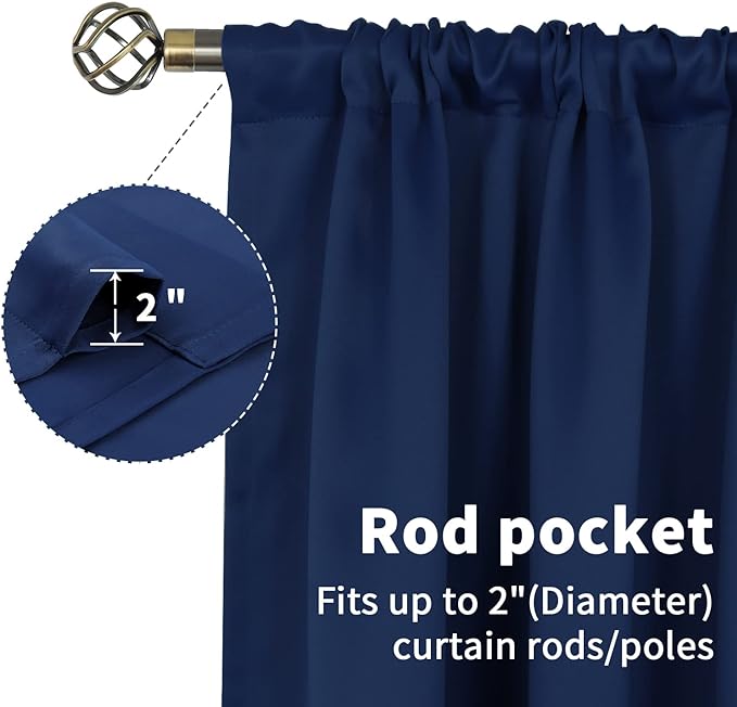 BGment Navy Blue Blackout Curtains 40 Inches Length - Image 5