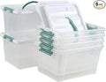 6-Pack Clear Latch Storage Box, 14 L Plastic Storage Bin by Qskely