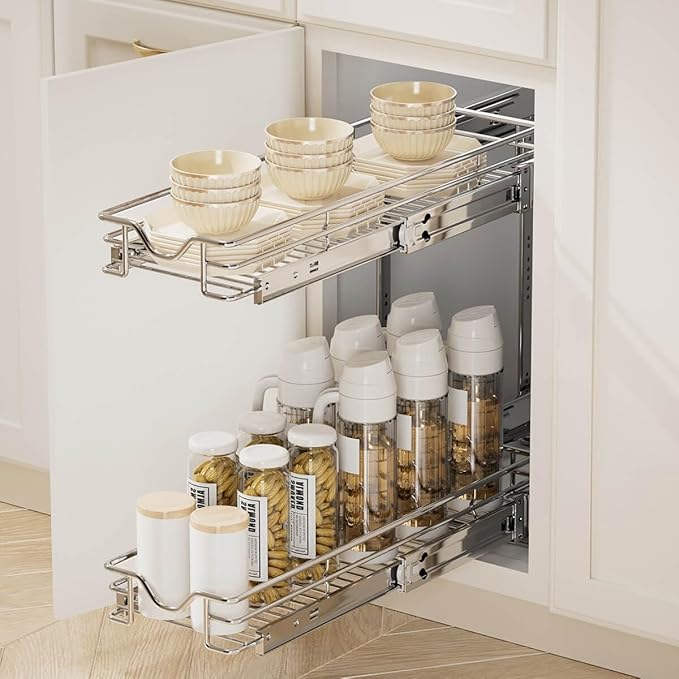 OCG 2 Tier Pull Out Cabinet Organizer, Pull Out Drawers - Image 6