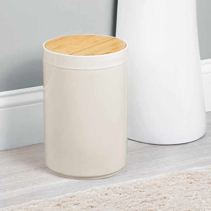 mDesign Plastic Round Trash Can Small Wastebasket - Image 3