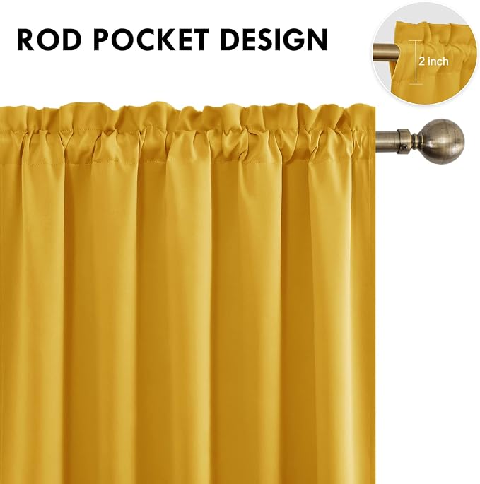 DWCN Blackout Curtains for Bedroom – Rod Pocket Thermal Insulated Noise - Image 4