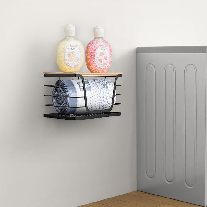 Wetheny Trash Bag Holder with Bamboo Top and Mesh Bottom, Stackable Garbage Bag - Image 5