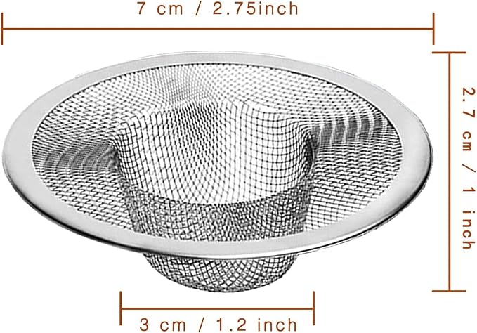 40pcs Heavy Duty Stainless Steel Slop Basket Filter Trap, 2.75" Top / 1" Mesh - Image 2