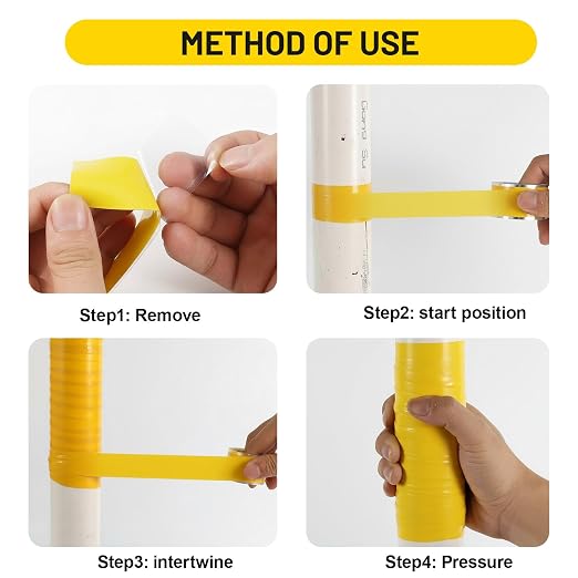 Self Fusing Silicone Tape 2 Rolls 1 in x 10' Yellow Waterproof Rescue Tape - Image 3