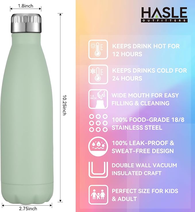 HASLE OUTFITTERS 17oz Stainless Steel Water Bottles Bulk, Vacuum Insulated - Image 5