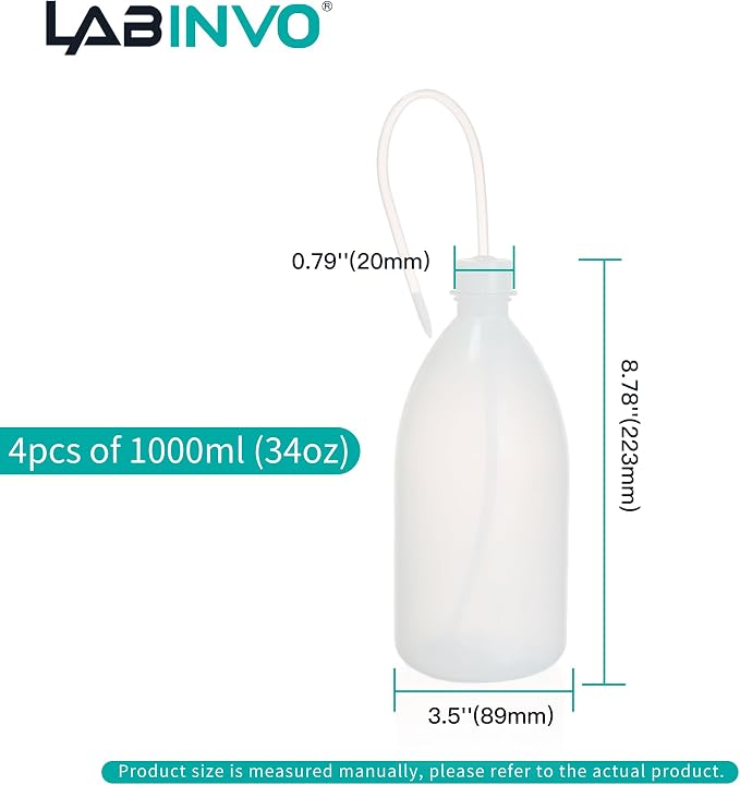 4pcs of Economy Wash Bottles, Vol.1000ml, Narrow-Mouth Squeeze Bottles Bottles - Image 3