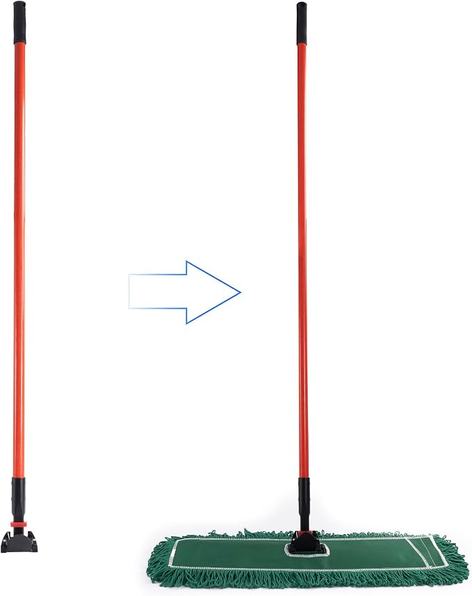 Matthew Cleaning Jaw Clamp Mop Handle, Snap-On Fiberglass Dust Mop Handle - Image 4