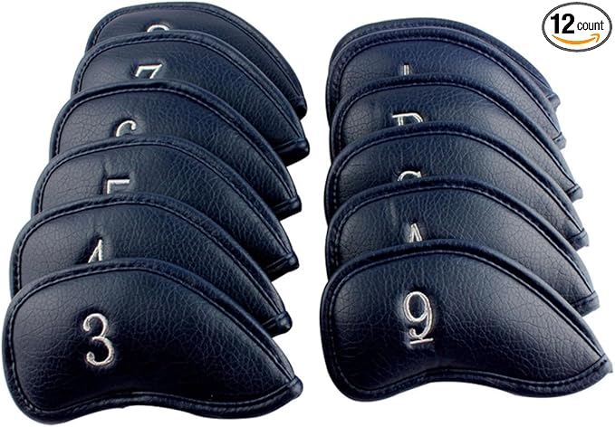CRAFTSMAN GOLF 12pcs or 1pc Thick Synthetic Leather Golf Iron Head Covers Set by CRAFTSMANGOLF