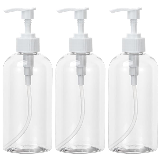 Yebeauty Plastic Pump Bottle, 3 Pack 13.5oz/400ml Stylish Shampoo Bottles by For+A+Better+Life