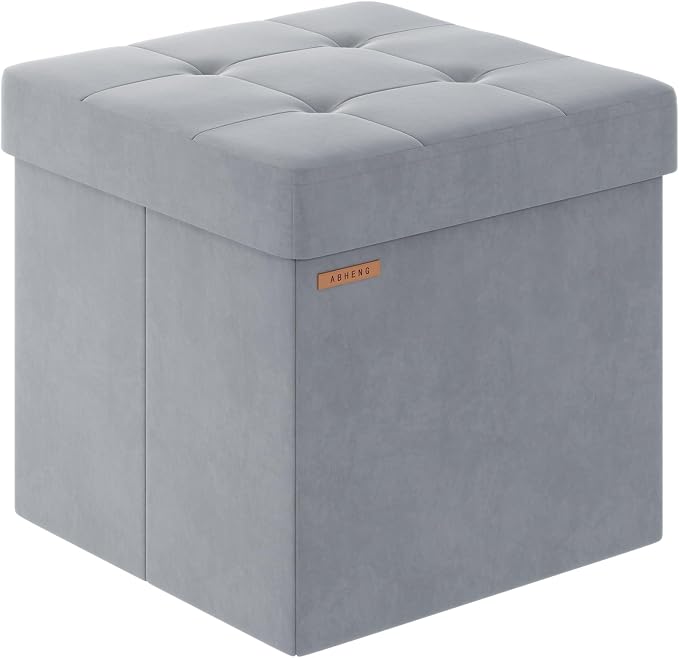 Folding Storage Ottoman, Velvet Storage Bench, by Liveinacomfortablehome