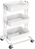 Pipishell 3 Tier Metal Rolling Utility Cart, Heavy-Duty Storage Rolling Cart by Pipishell