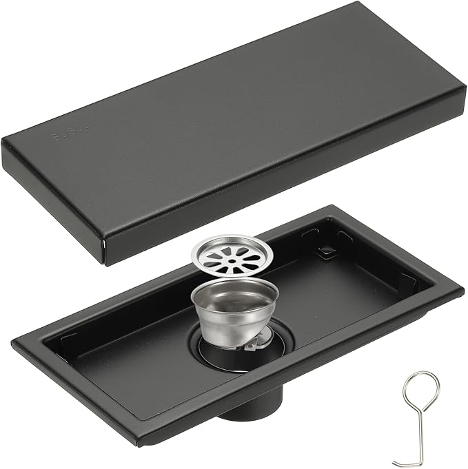 uxcell Rectangular Shower Drain, Brushed 304 Stainless Steel Odor-Proof Floor by uxcell