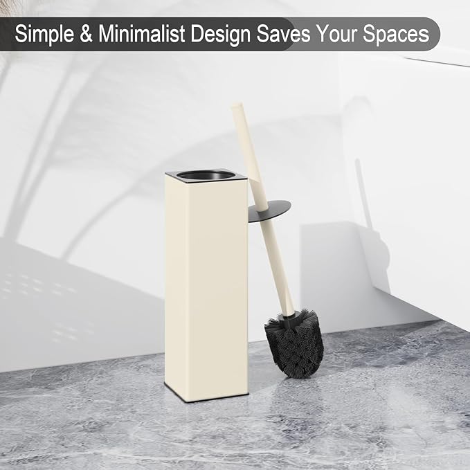 BGL Standing Toilet Brush and Holder Matte White Aluminium Toilet Bowl Cleaner - Image 2