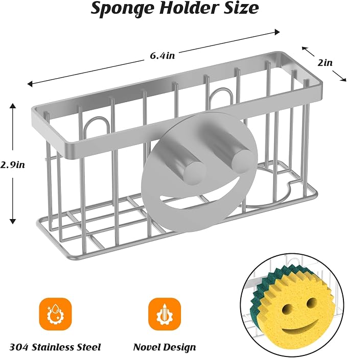 Sponge Holder Smiley Face, Sink Caddy, Sink Organizer Sponge Holder - Image 2