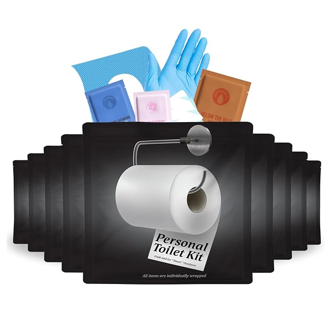 Personal Toilet Kit To Go – 10 Pack | Disposable Public Restroom Kit | by KitUSafe