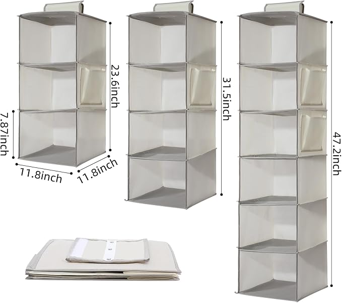 2 Packs Hanging Closet Organizer Storage, 3-Shelf Hanging Shelves - Image 2