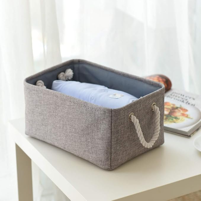 TheWarmHome Large Storage Bins Basket, 2 Pack Grey Fabric Storage Cubes - Image 7