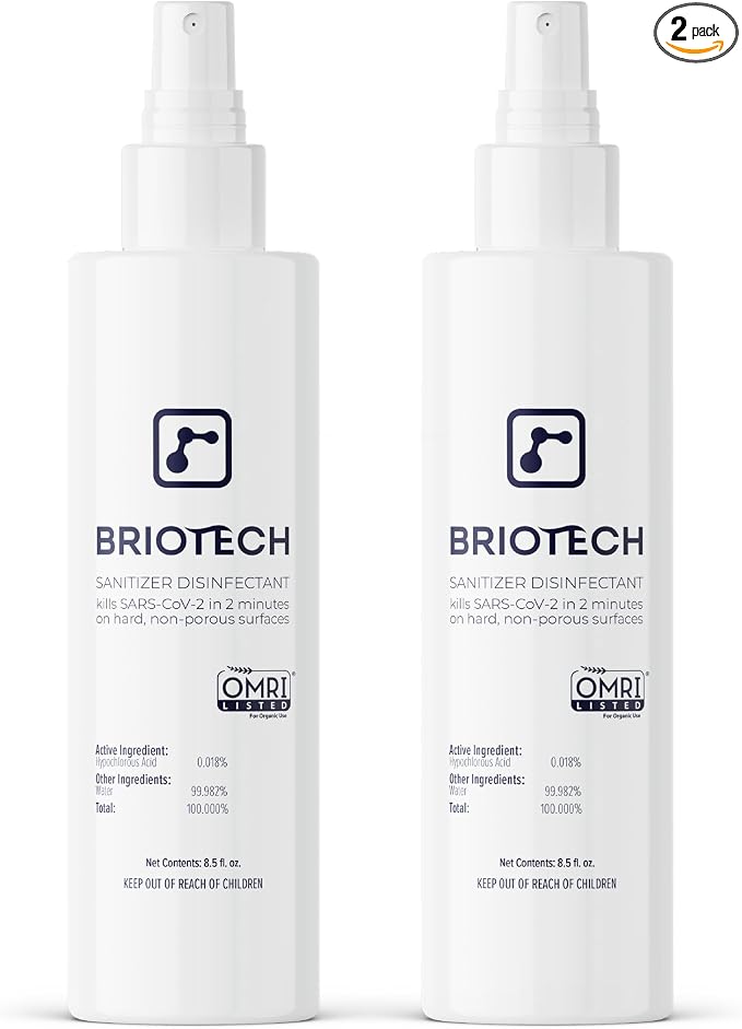 BRIOTECH Sanitizer Disinfectant Hypochlorous Spray, Kill 99.99% of Viruses & by BRIOTECHUSA