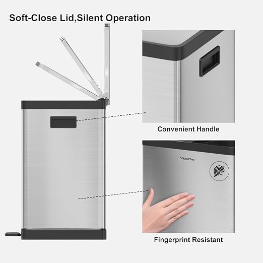 Kitchen Trash Can, 2 x 5.3 Gallon Garbage Can - Image 5