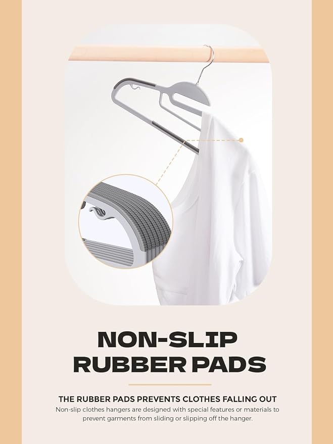HOUSE DAY Grey Plastic Hangers 30 Pack, Slim Space Saving, Non Slip Clothes - Image 6