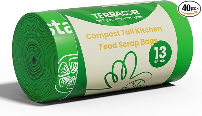 13 Gallon Compostable Trash Bags, 40 Bags Compost Bags by TerracorPackaging