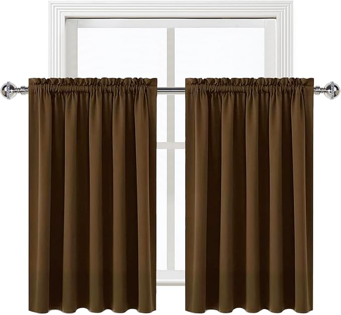 DWCN Short Brown Blackout Curtains - Image 9
